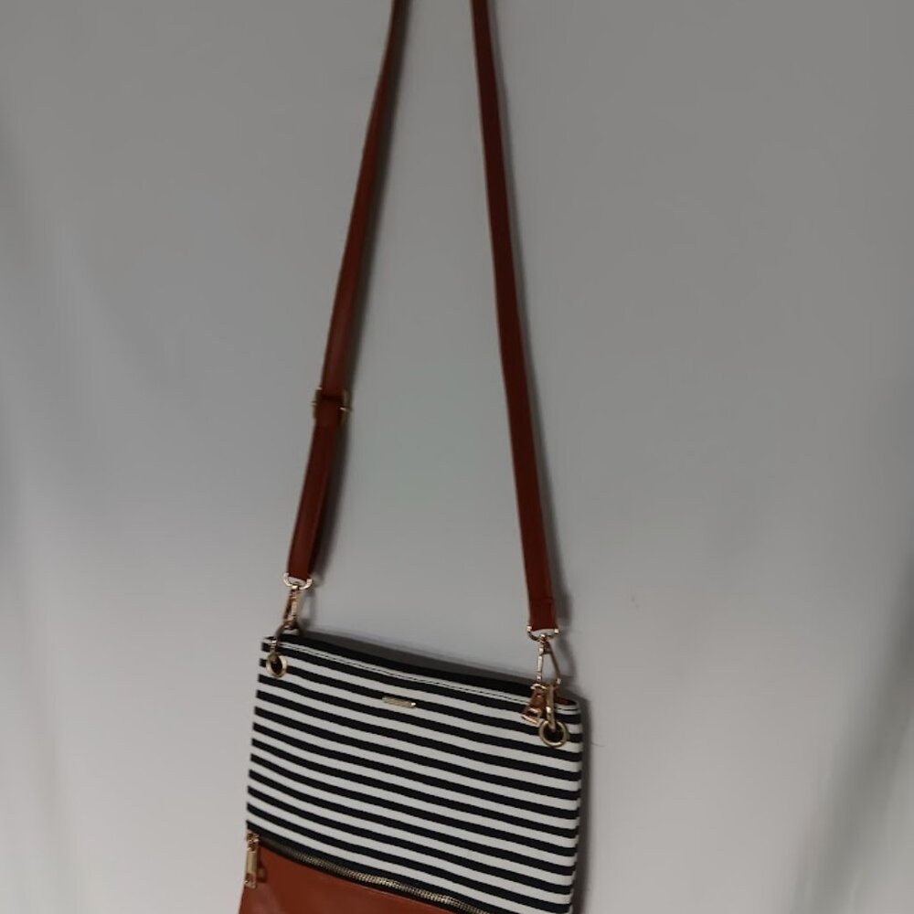 Lovevook black and‎ white striped crossbody bag NWOT